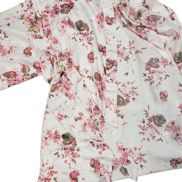 Icing Bridal Bar Pink Floral Dressing Robe Size S/M Satin Kimono Lingerie Belted - Picture 8 of 12